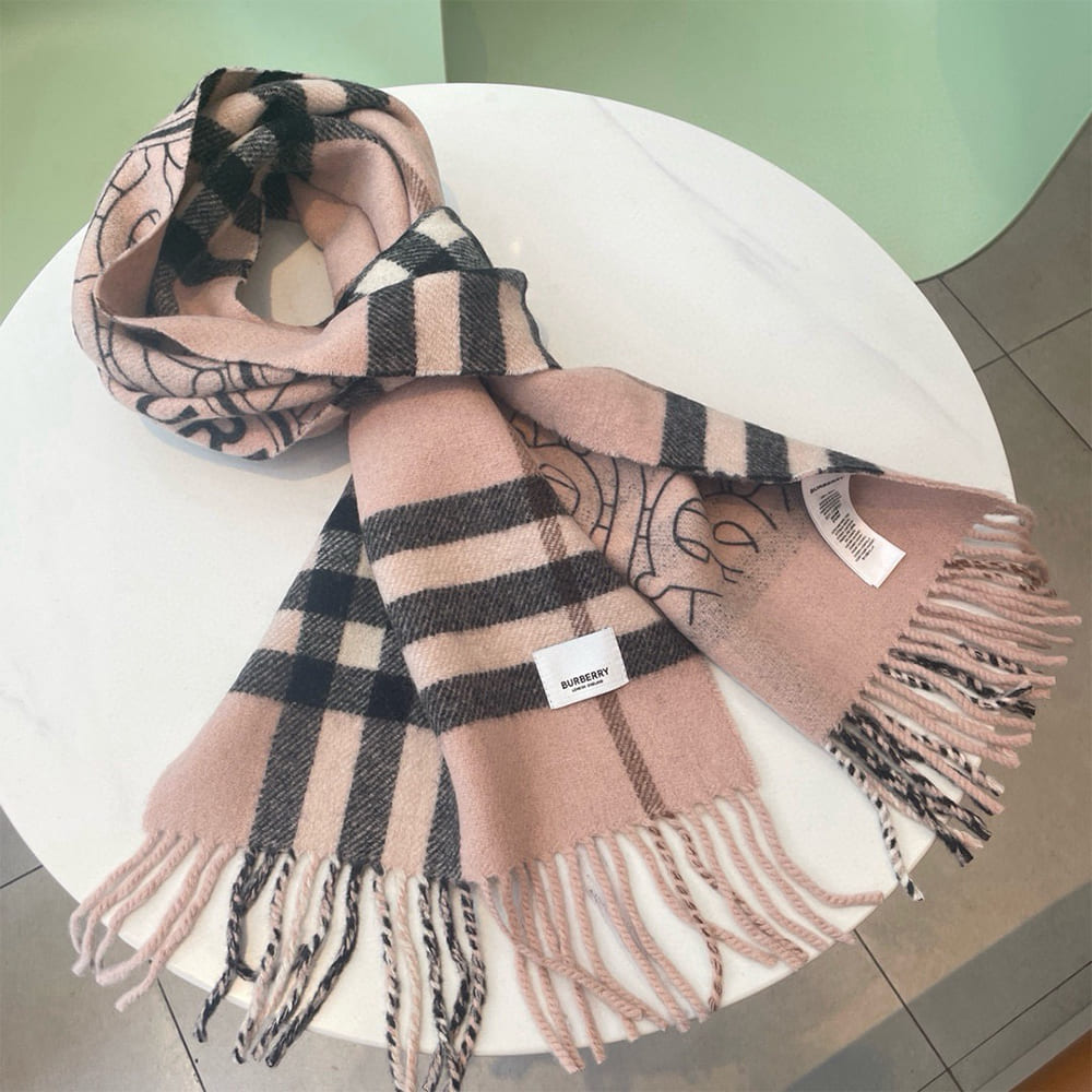 Bv*b*rry Reversible Check And Monogram Cashmere Scarf