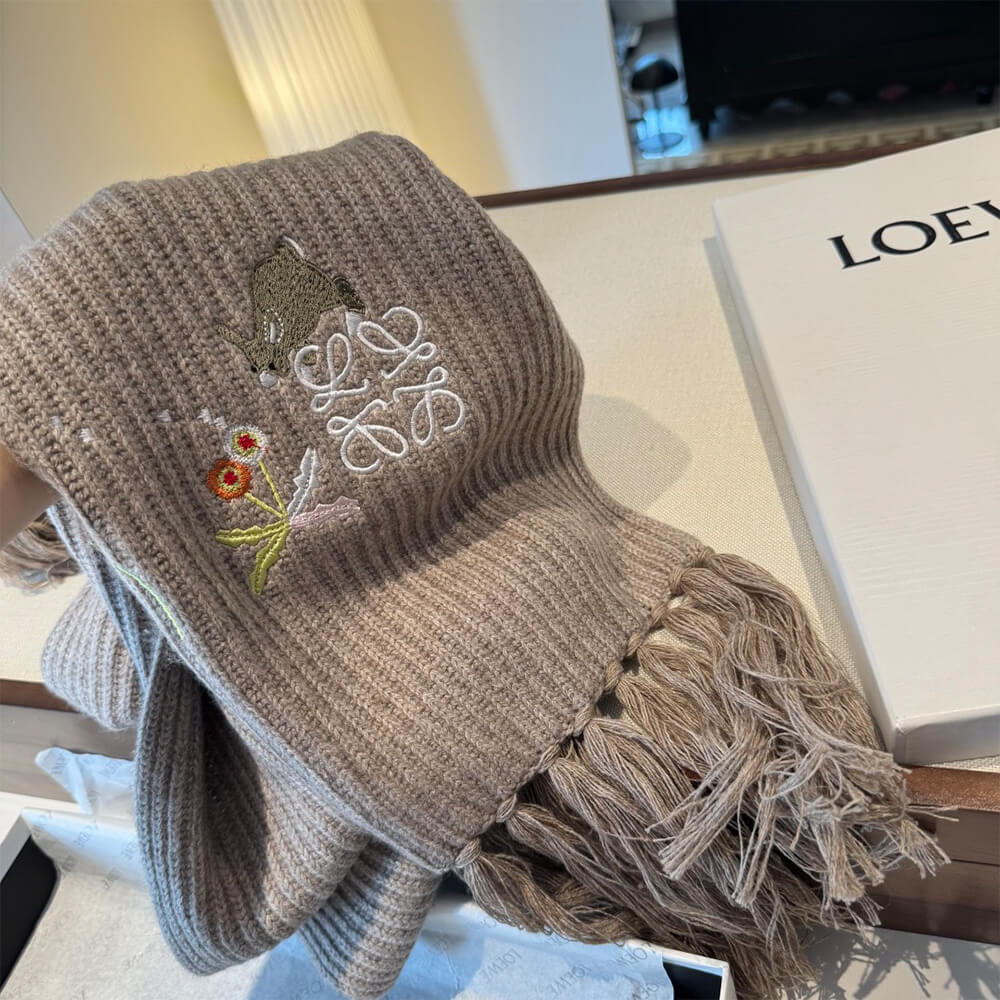 L0ew* Wool-Blend Knitted Bunny Scarf