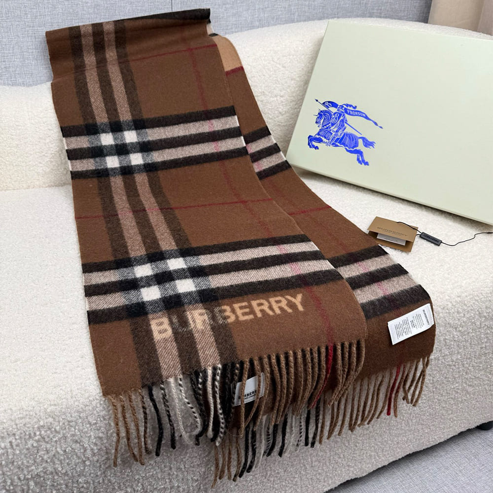 Bv*b*rry Contrast Check Cashmere Scarf