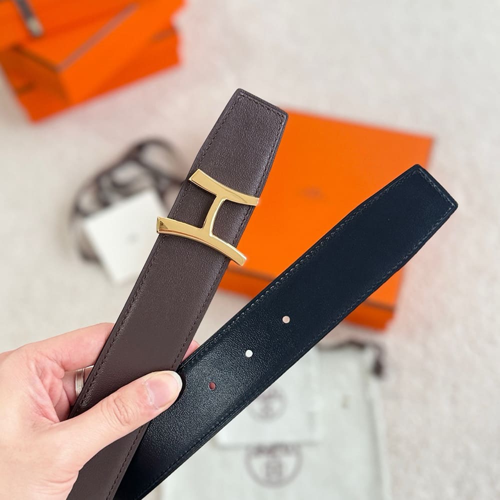 H**me5 Script belt buckle & Reversible leather strap 38 mm