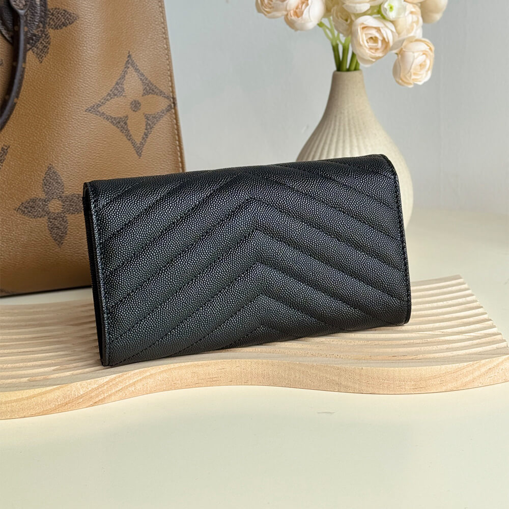 CASSANDRE MATELASS?? LARGE FLAP WALLET IN GRAIN DE POUDRE LEATHER(HIGH-END GRADE)