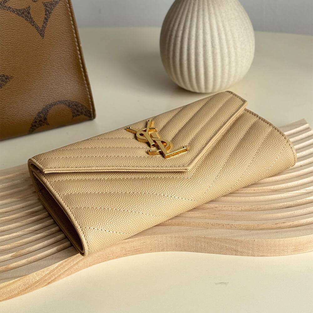 CASSANDRE MATELASS?? LARGE FLAP WALLET IN GRAIN DE POUDRE LEATHER(HIGH-END GRADE)