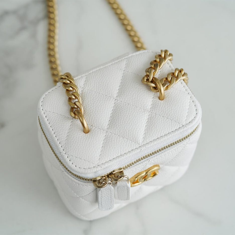 Ch**el small gold ball makeup bag
