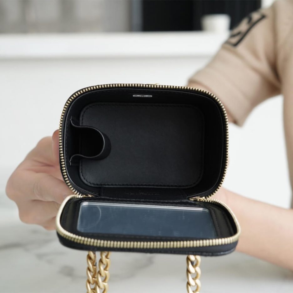 Ch**el small gold ball makeup bag